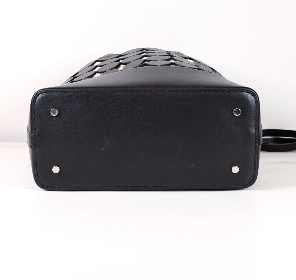 Black Leather Dot Tote