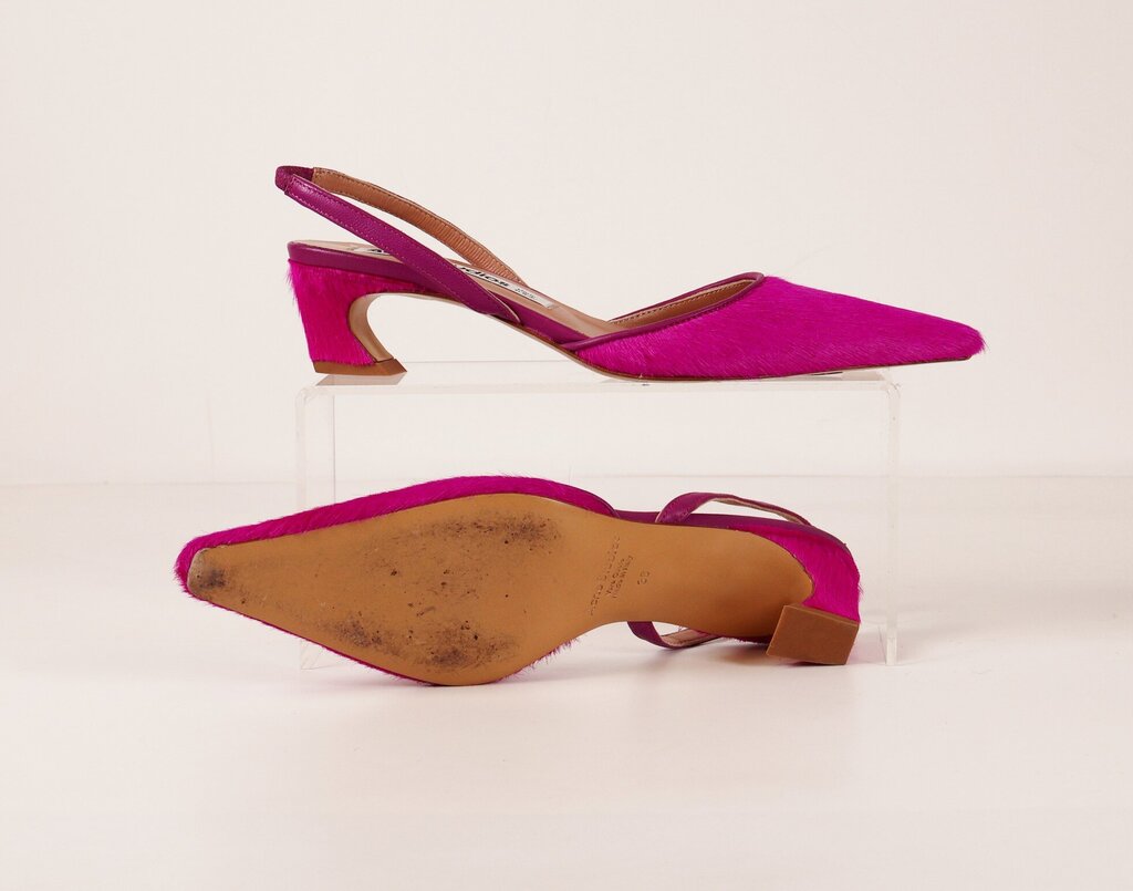 (36) Pink Ponyhair Slingbacks