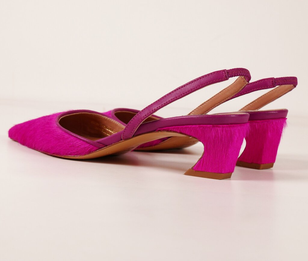 (36) Pink Ponyhair Slingbacks