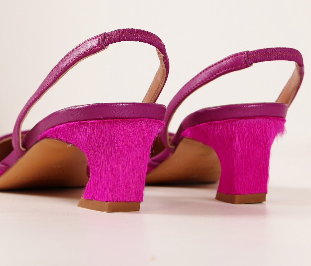 (36) Pink Ponyhair Slingbacks