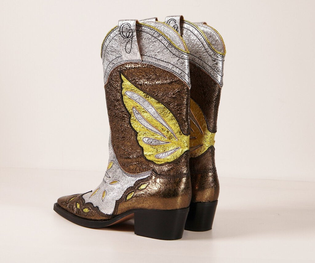 Multicolor Metallic Cowboy Boots (6)