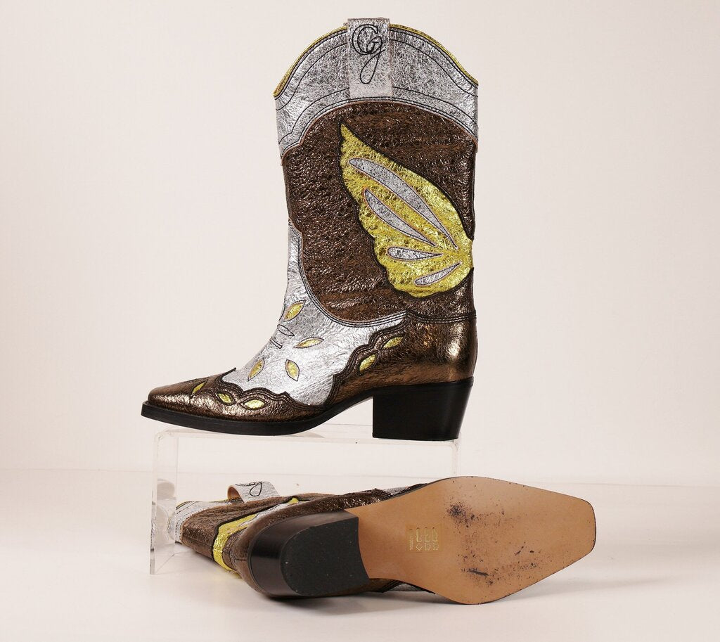 Multicolor Metallic Cowboy Boots (6)