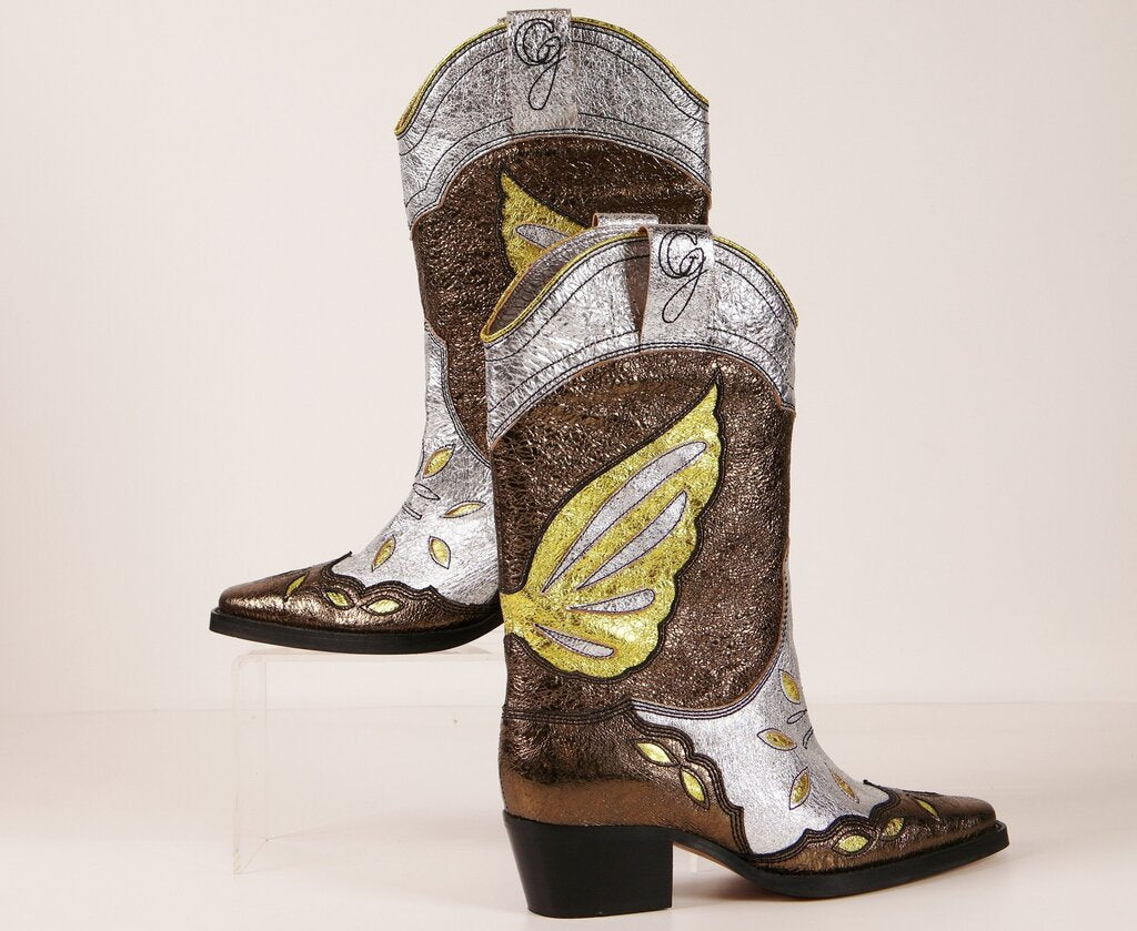 Multicolor Metallic Cowboy Boots (6)