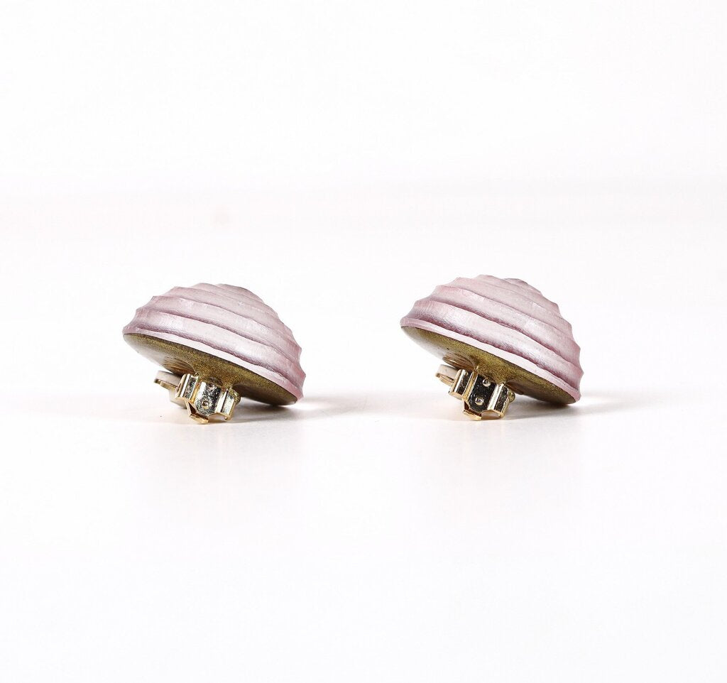 Rose Color Lucite Dome Clip Earrings