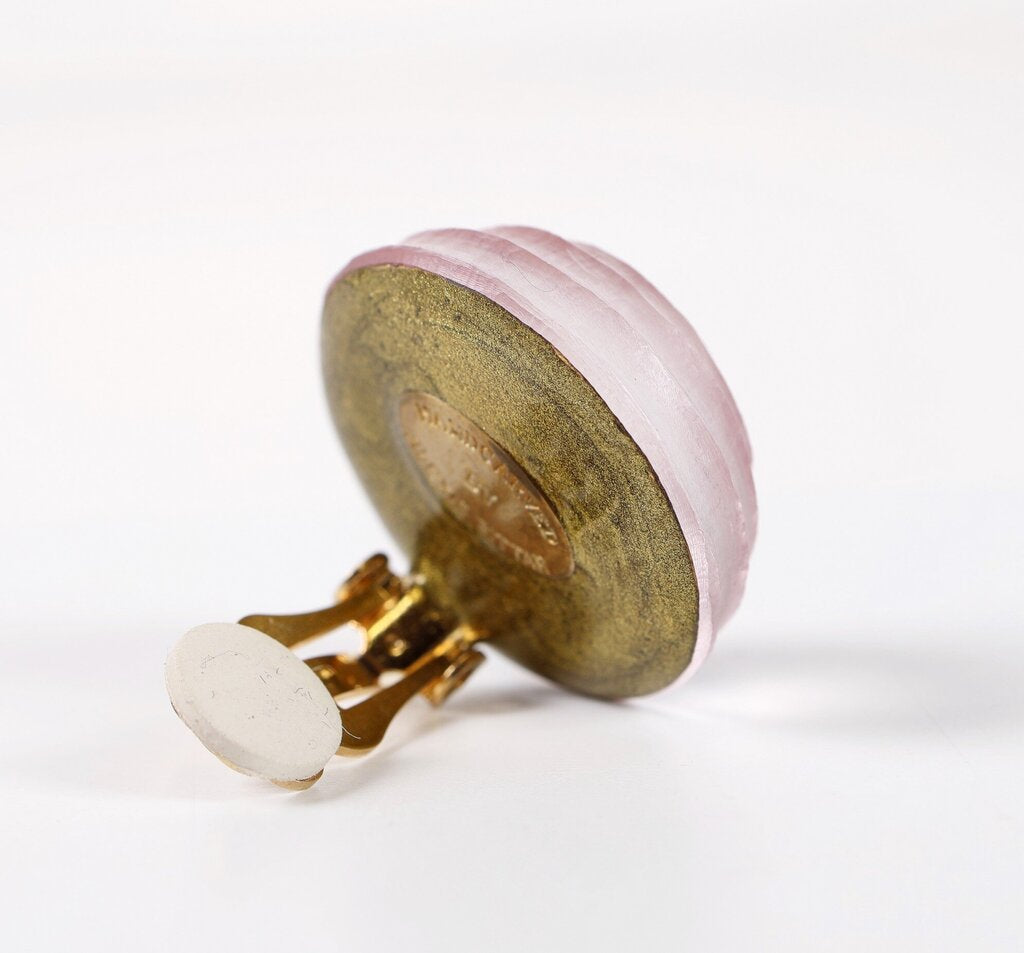 Rose Color Lucite Dome Clip Earrings