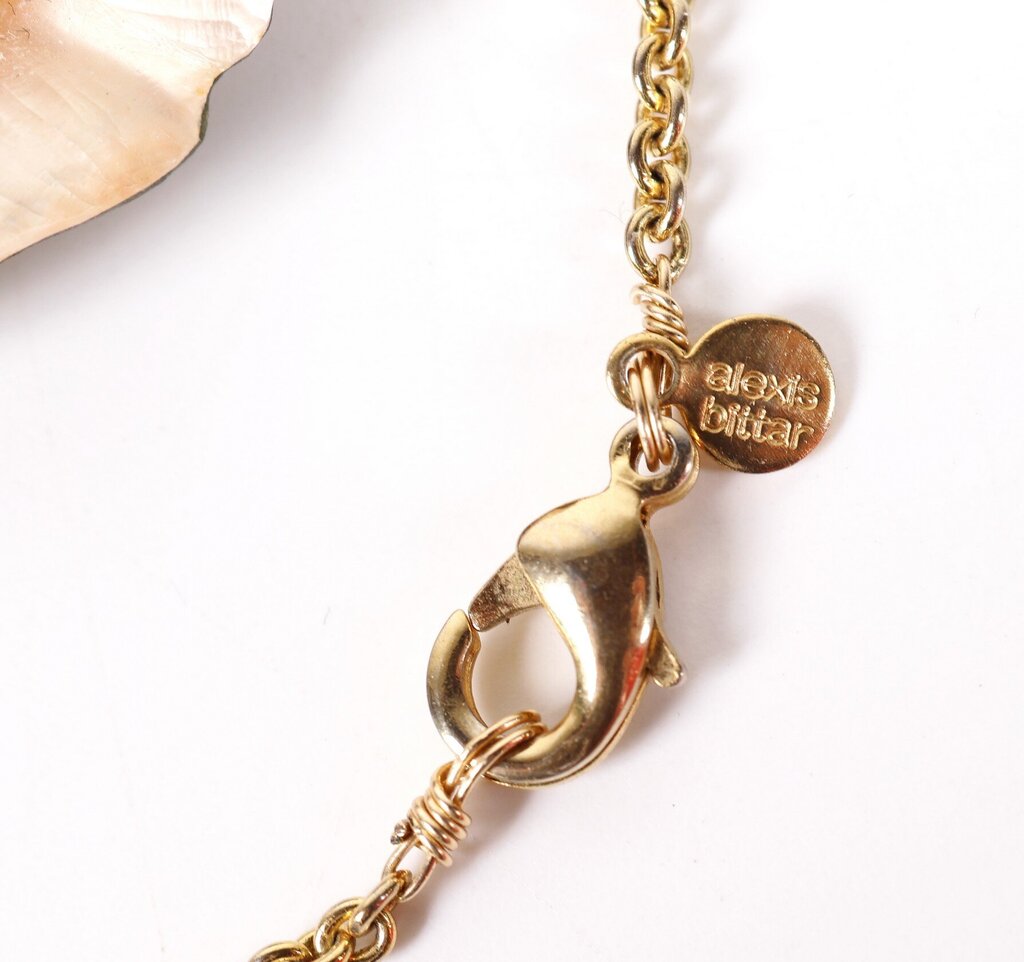 Champagne Lucite Pansy and Pearl Necklace