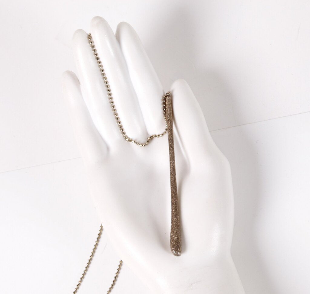 Gold Tone Plating over Sterling Textured Pendant Lariat