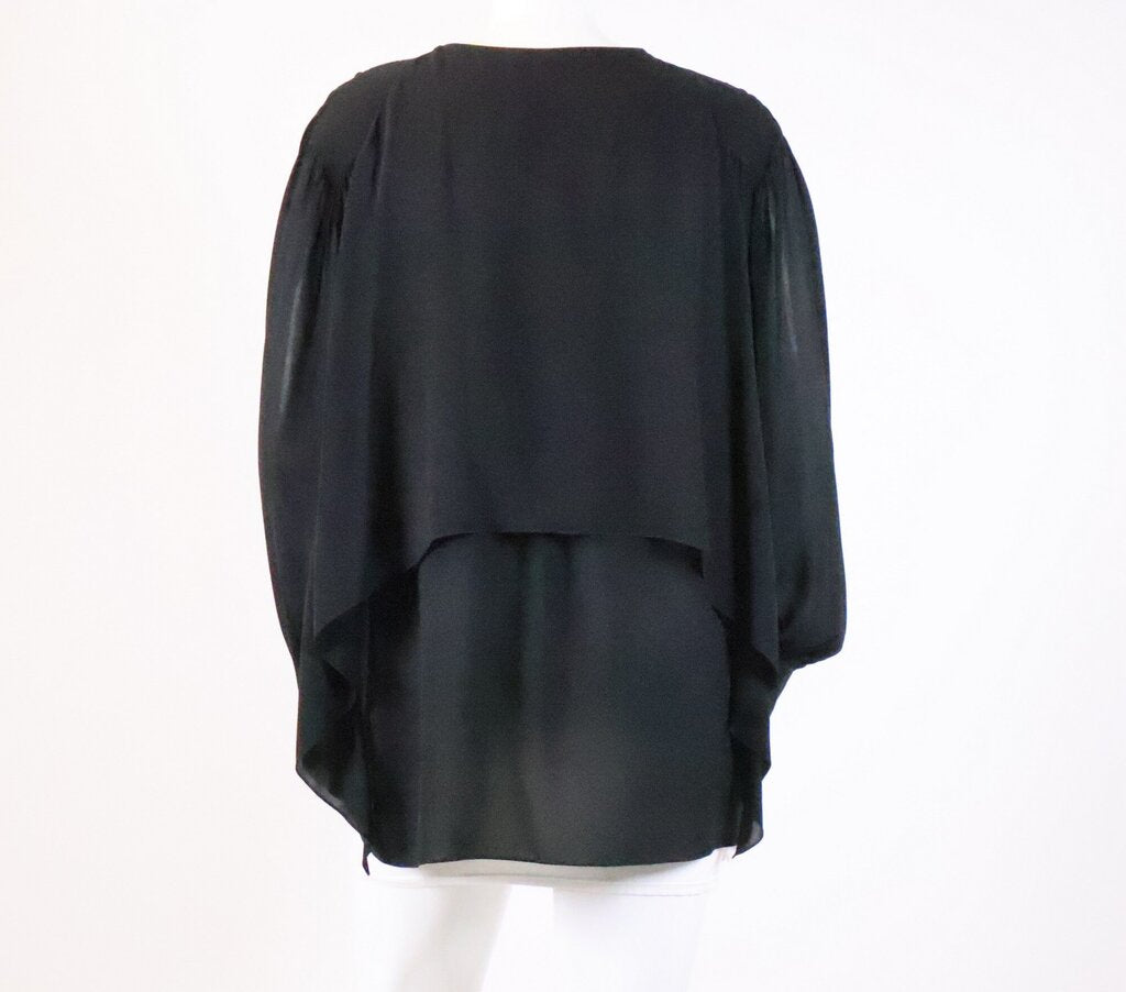 Black Sheer Silk Button Down (L)