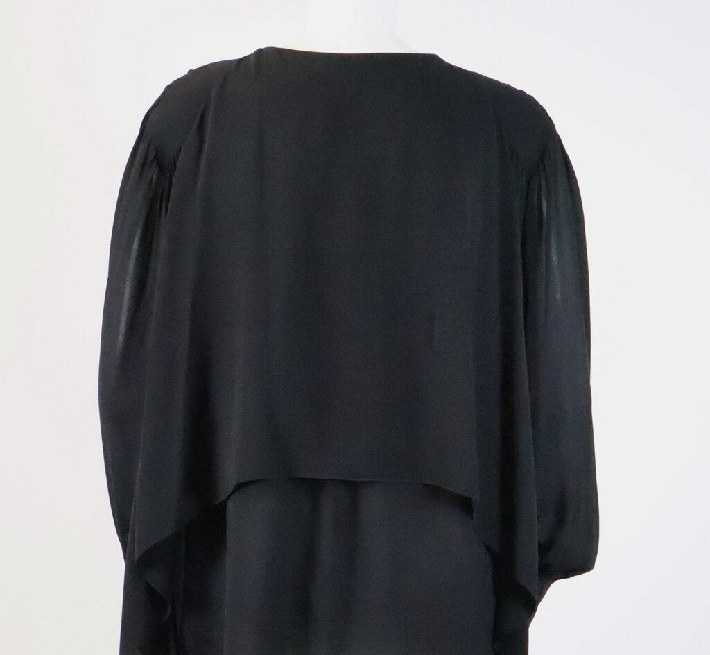 Black Sheer Silk Button Down (L)