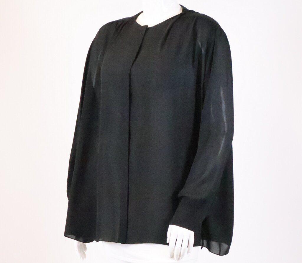 Black Sheer Silk Button Down (L)