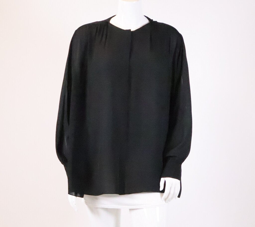Black Sheer Silk Button Down (L)