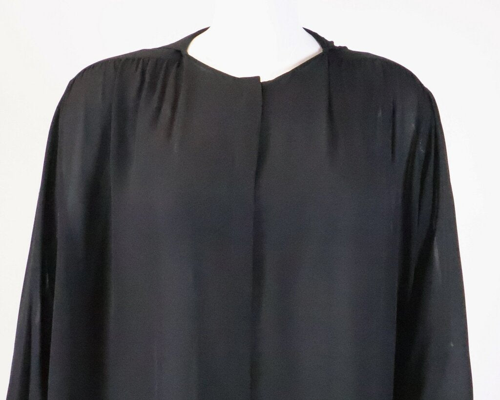Black Sheer Silk Button Down (L)