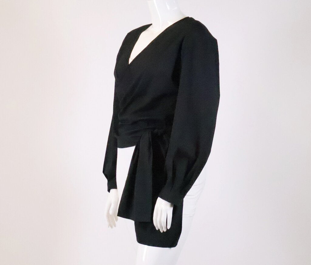 Black Cotton Wrap Top (XL)