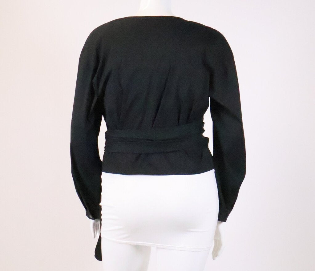 Black Cotton Wrap Top (XL)