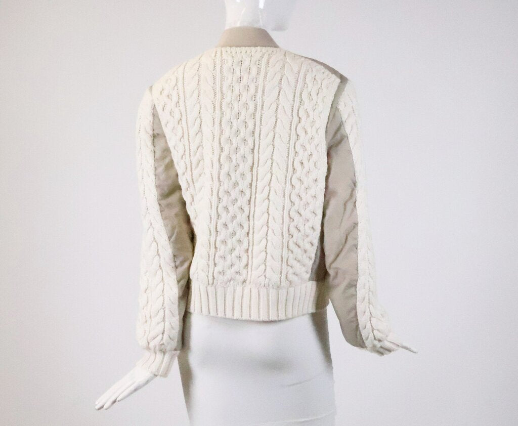 Cream Cable Knit and Taupe Jacket (S)