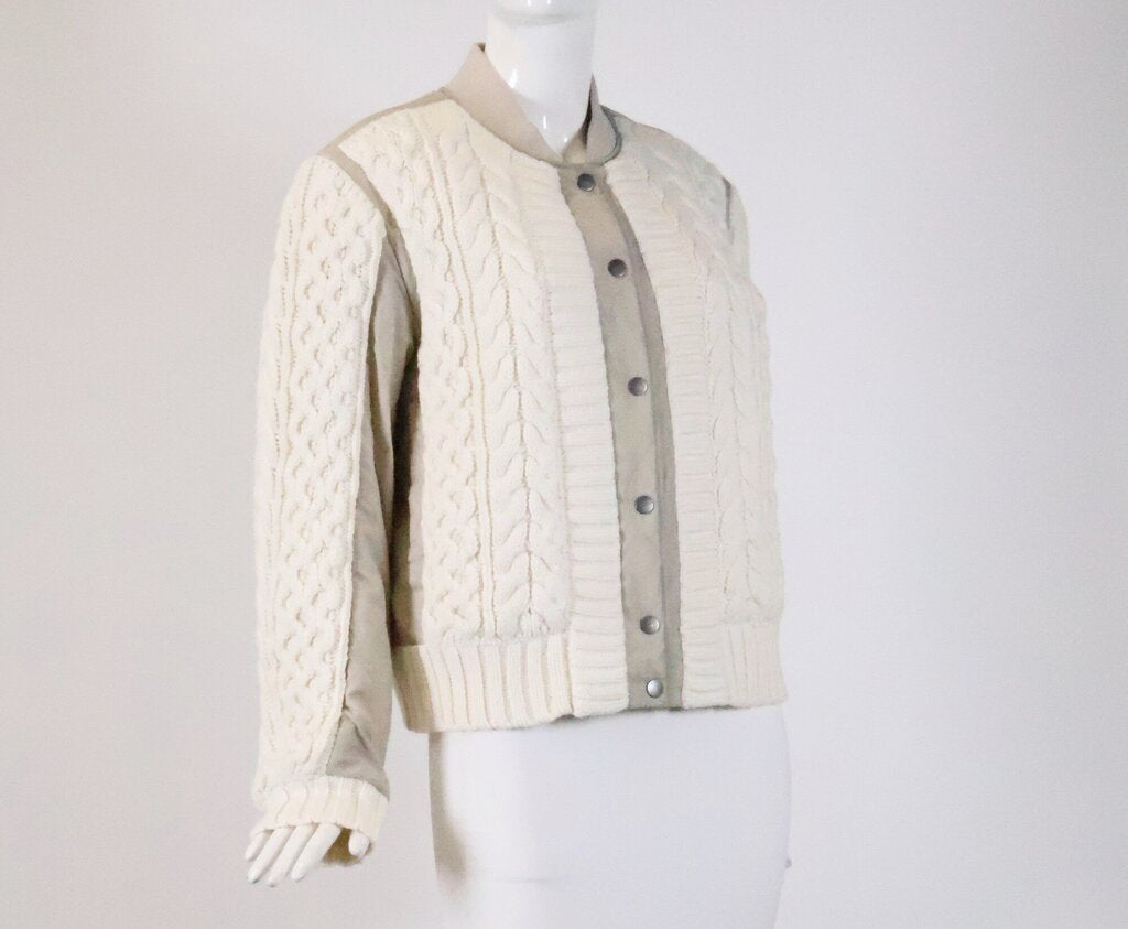 Cream Cable Knit and Taupe Jacket (S)