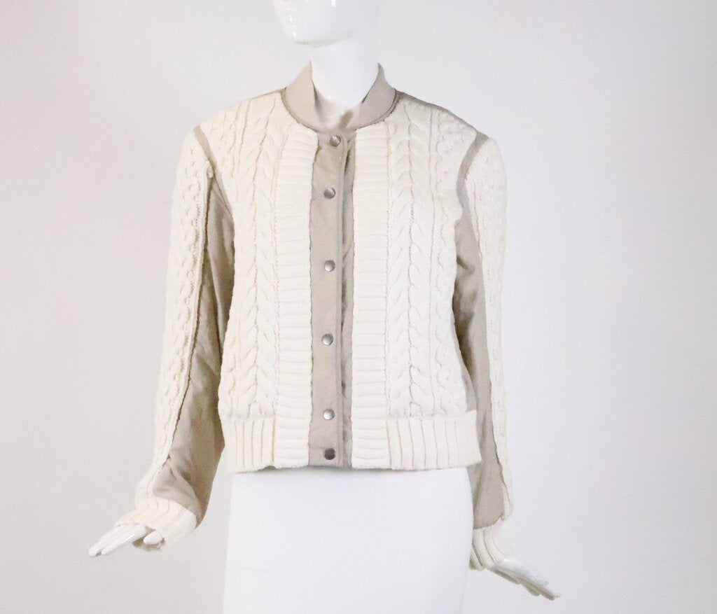 Cream Cable Knit and Taupe Jacket (S)