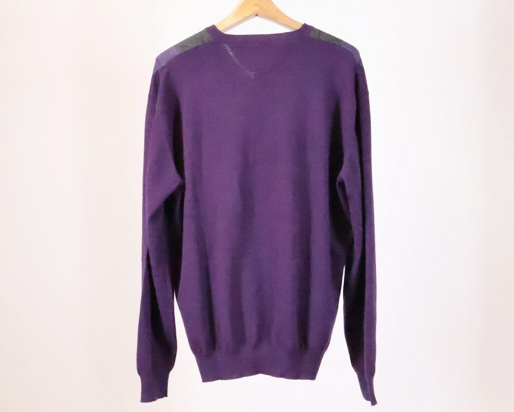 Men's Purple, Red, and Grey Argyle Sweater (M)
