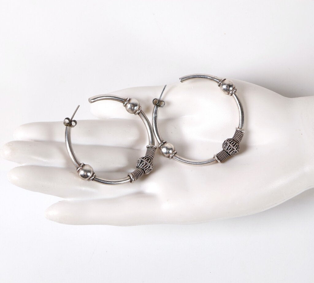 Sterling Balinese Oversize Hoops