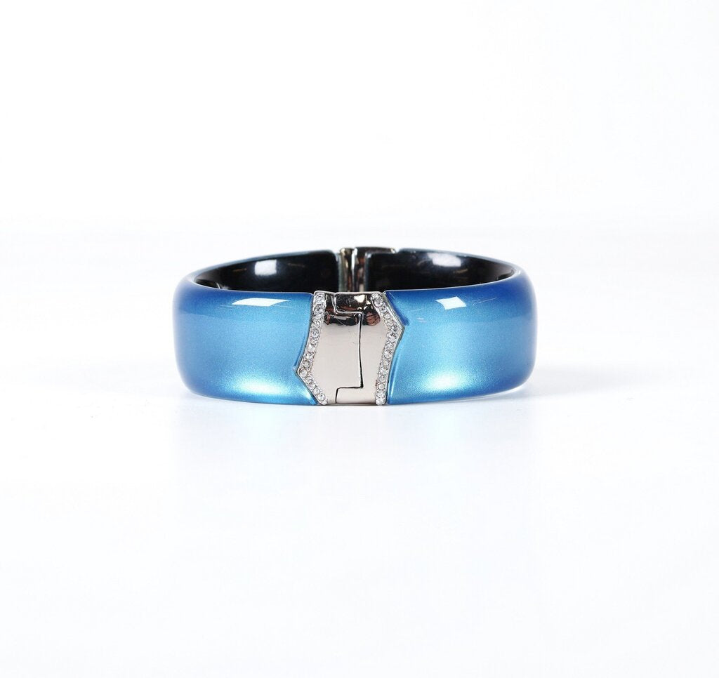 Blue Lucite 'Molten Gold' Hinged Cuff