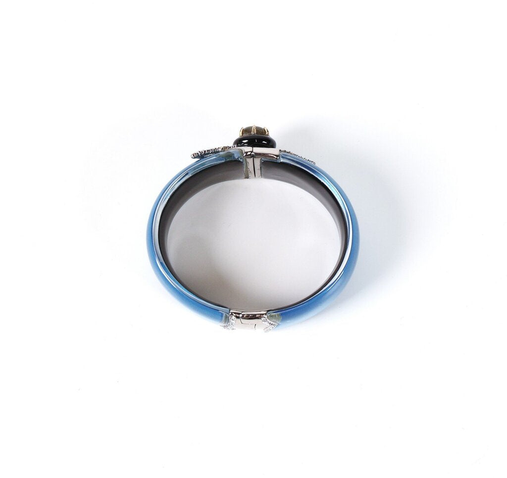 Blue Lucite 'Molten Gold' Hinged Cuff
