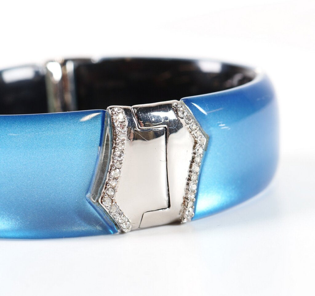 Blue Lucite 'Molten Gold' Hinged Cuff