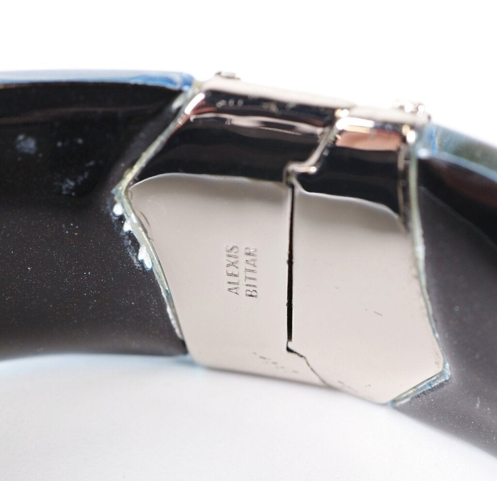 Blue Lucite 'Molten Gold' Hinged Cuff