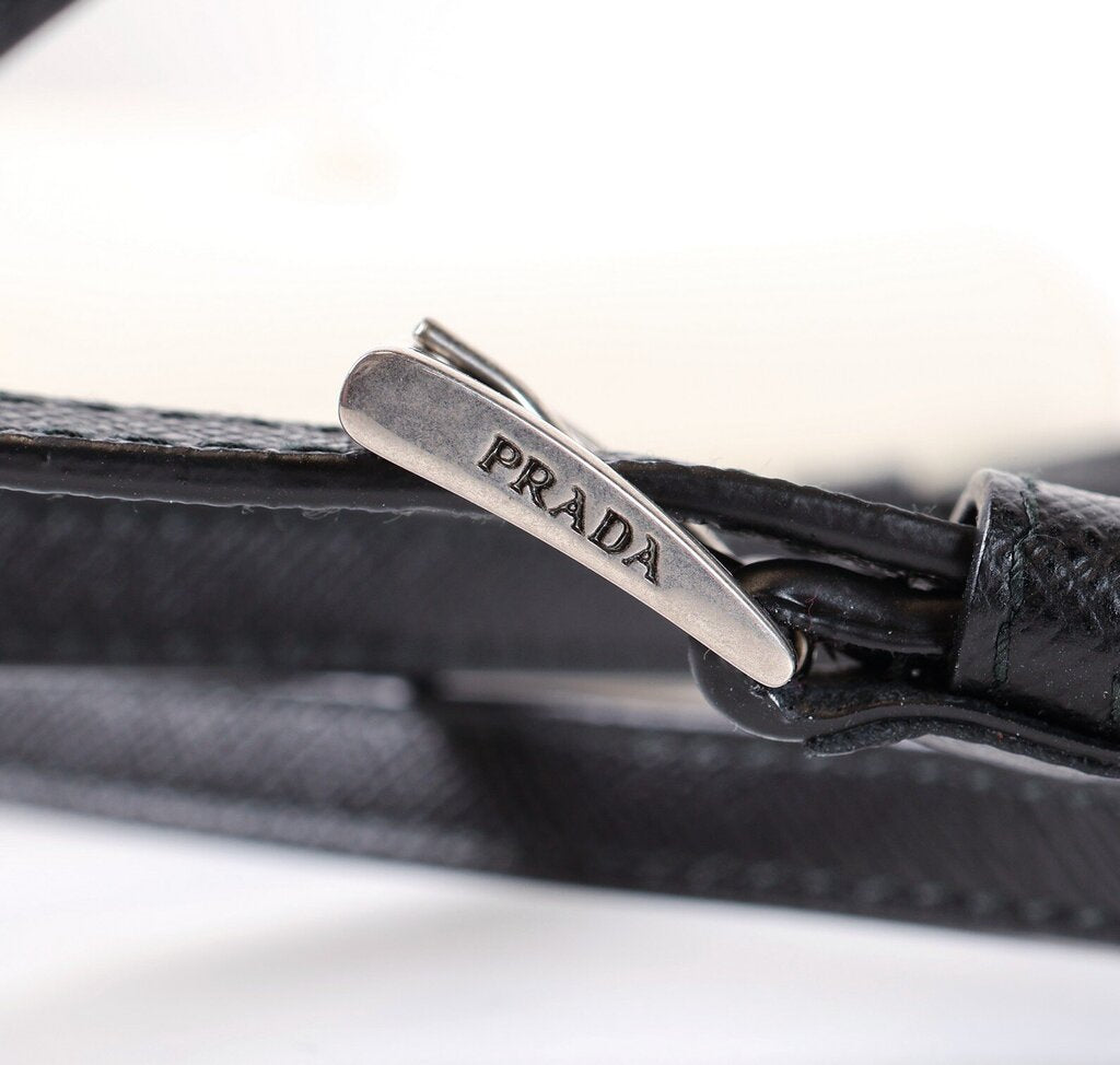 White and Black Saffiano Crossbody Phone Pouch