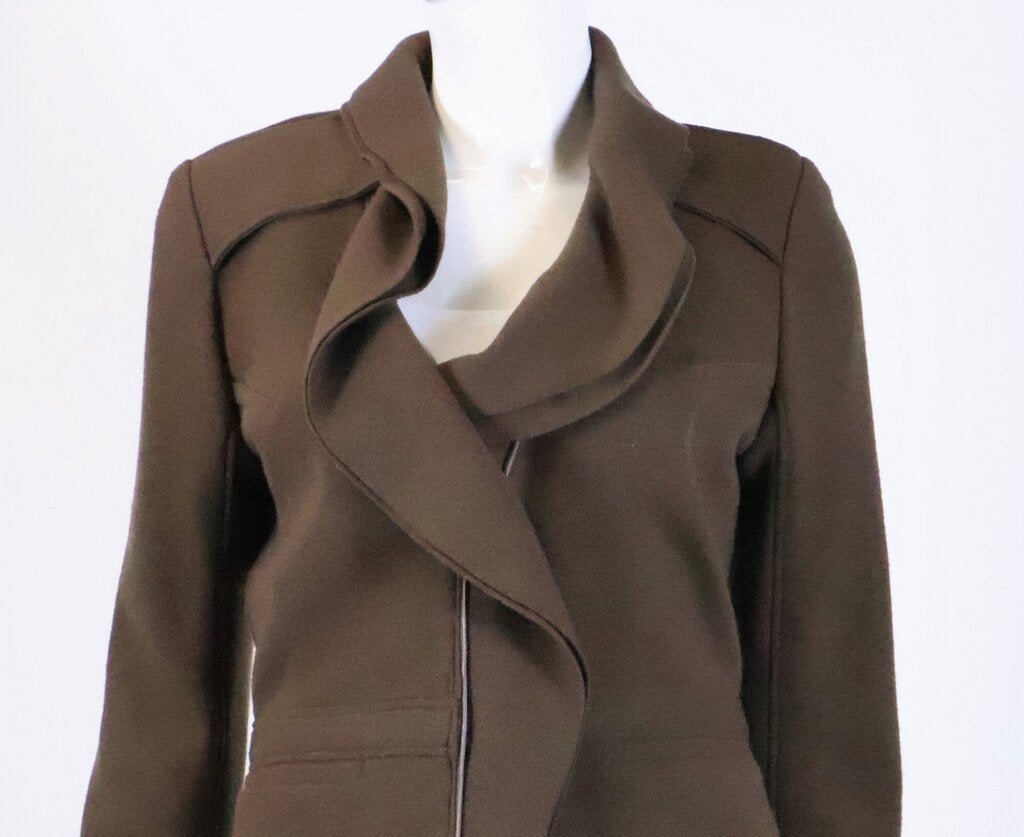Brown Wool Ruffle Jacket (M)