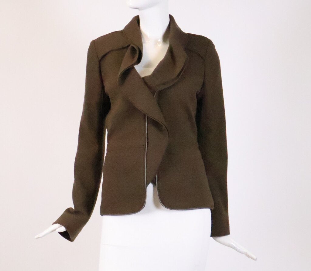 Brown Wool Ruffle Jacket (M)