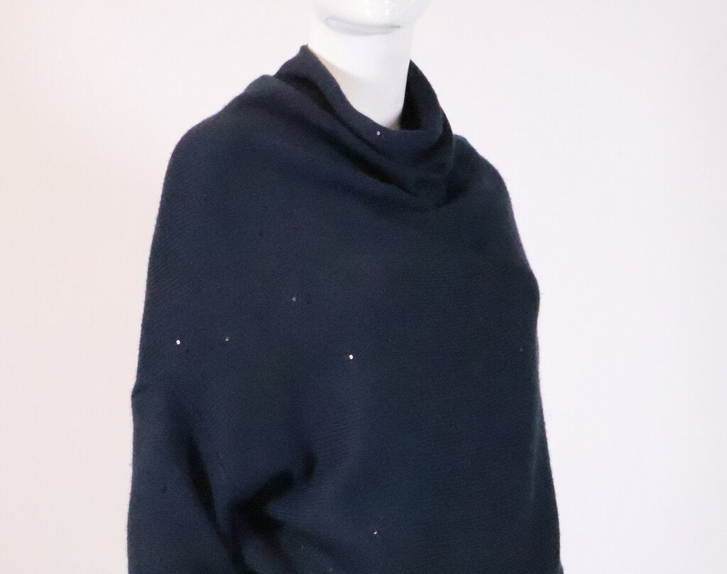 Navy and Sequin Turtleneck Sweater (S)