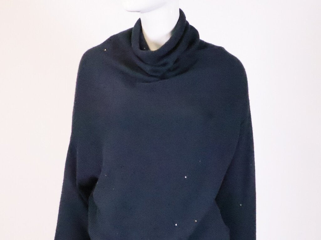 Navy and Sequin Turtleneck Sweater (S)