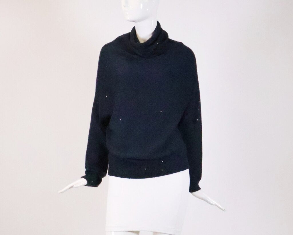 Navy and Sequin Turtleneck Sweater (S)