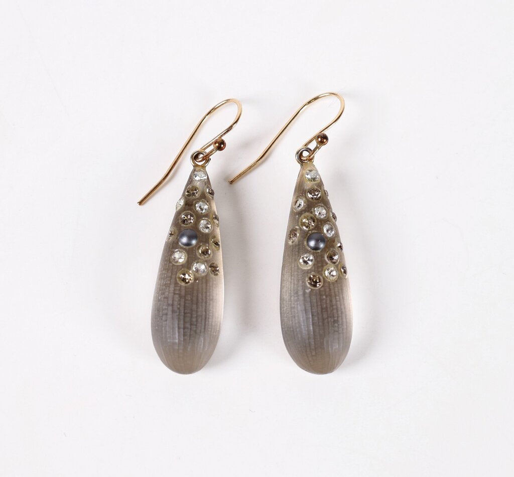 Frosted Teardrop Crystal Encrusted Earrings