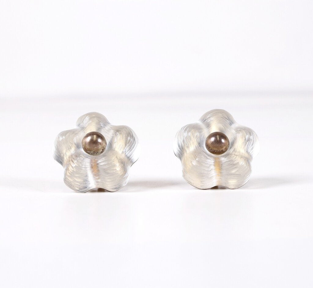 Frosted Lucite Clip On Earrings