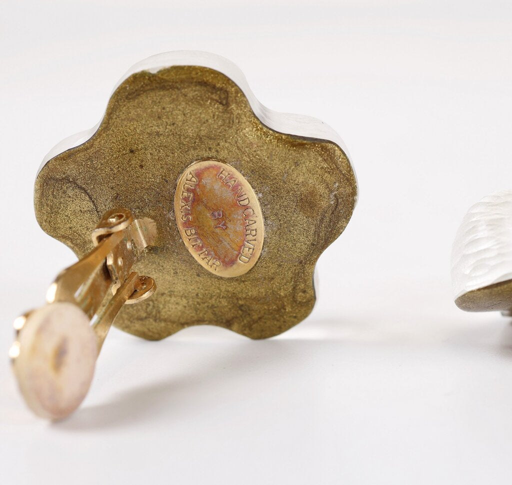 Frosted Lucite Clip On Earrings