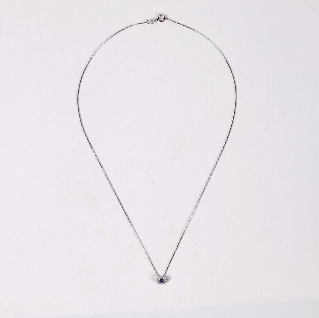 14K CZ and Sapphire Evil Eye Necklace