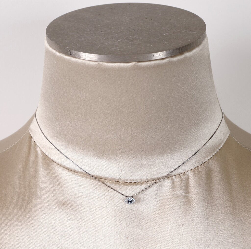 14K CZ and Sapphire Evil Eye Necklace