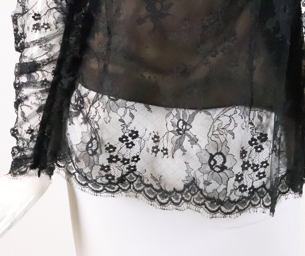 (12) Black and Gold Lace Blouse