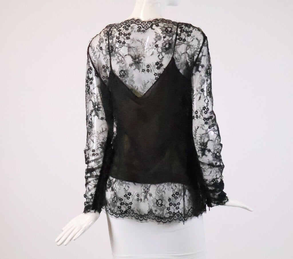 Black and Gold Lace Blouse (L)