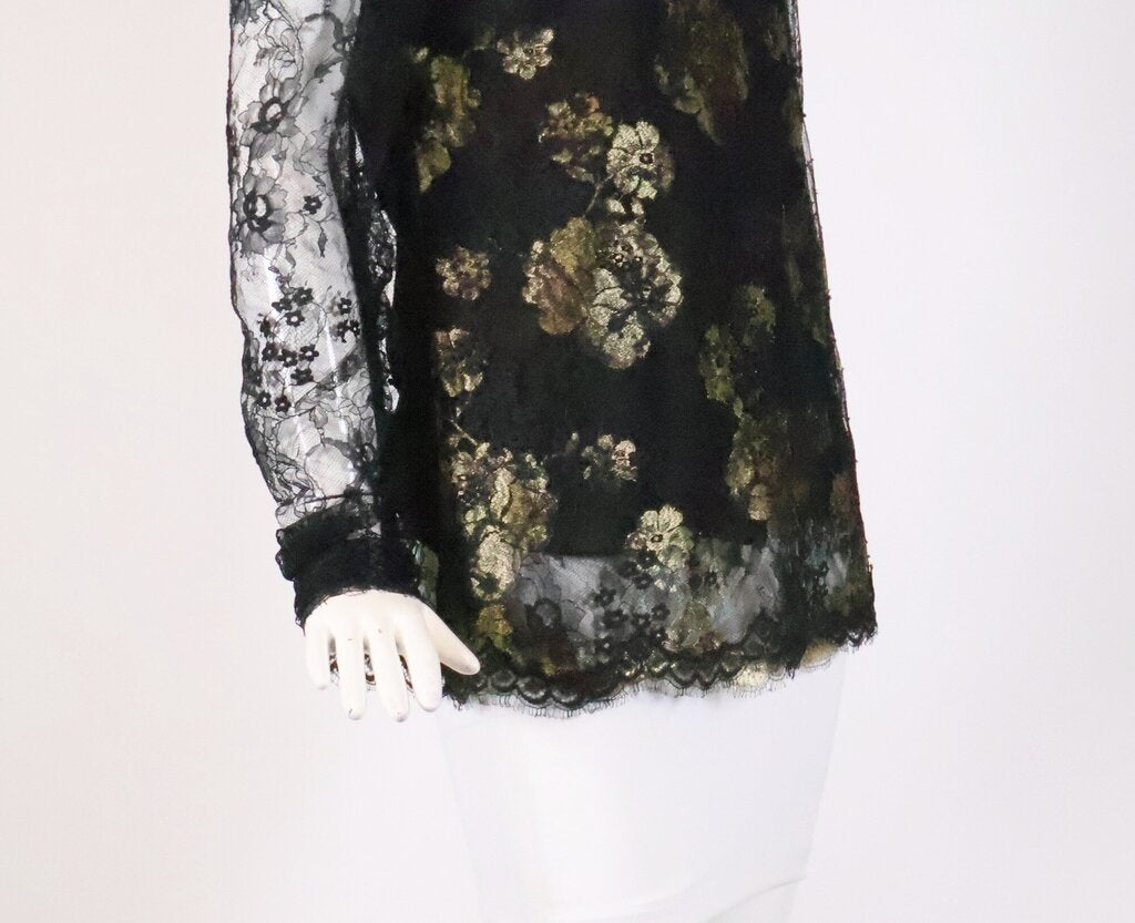 Black and Gold Lace Blouse (L)