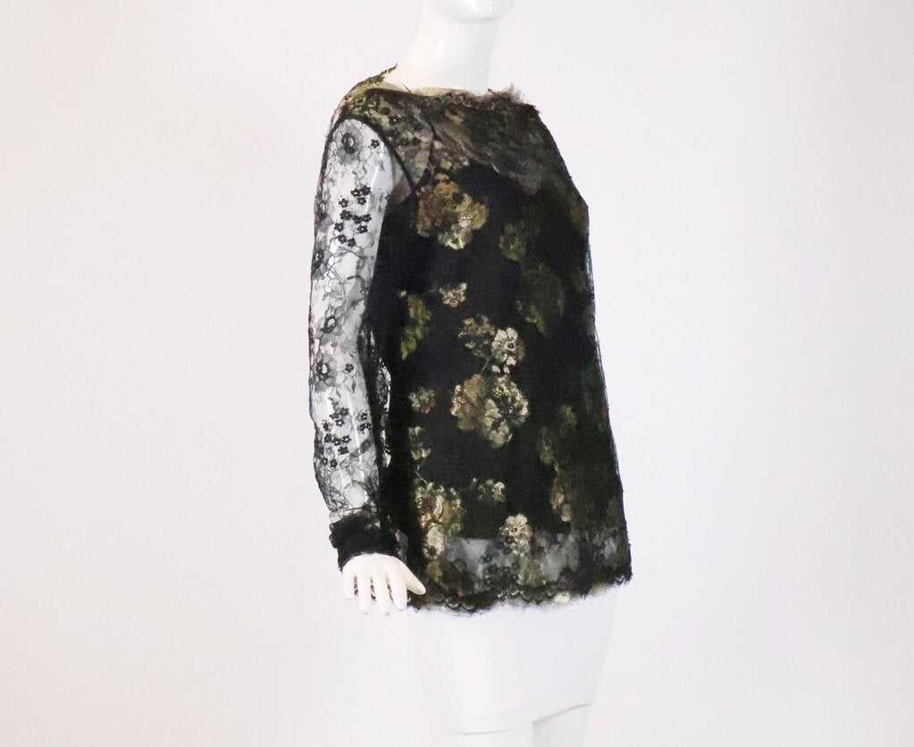 Black and Gold Lace Blouse (L)