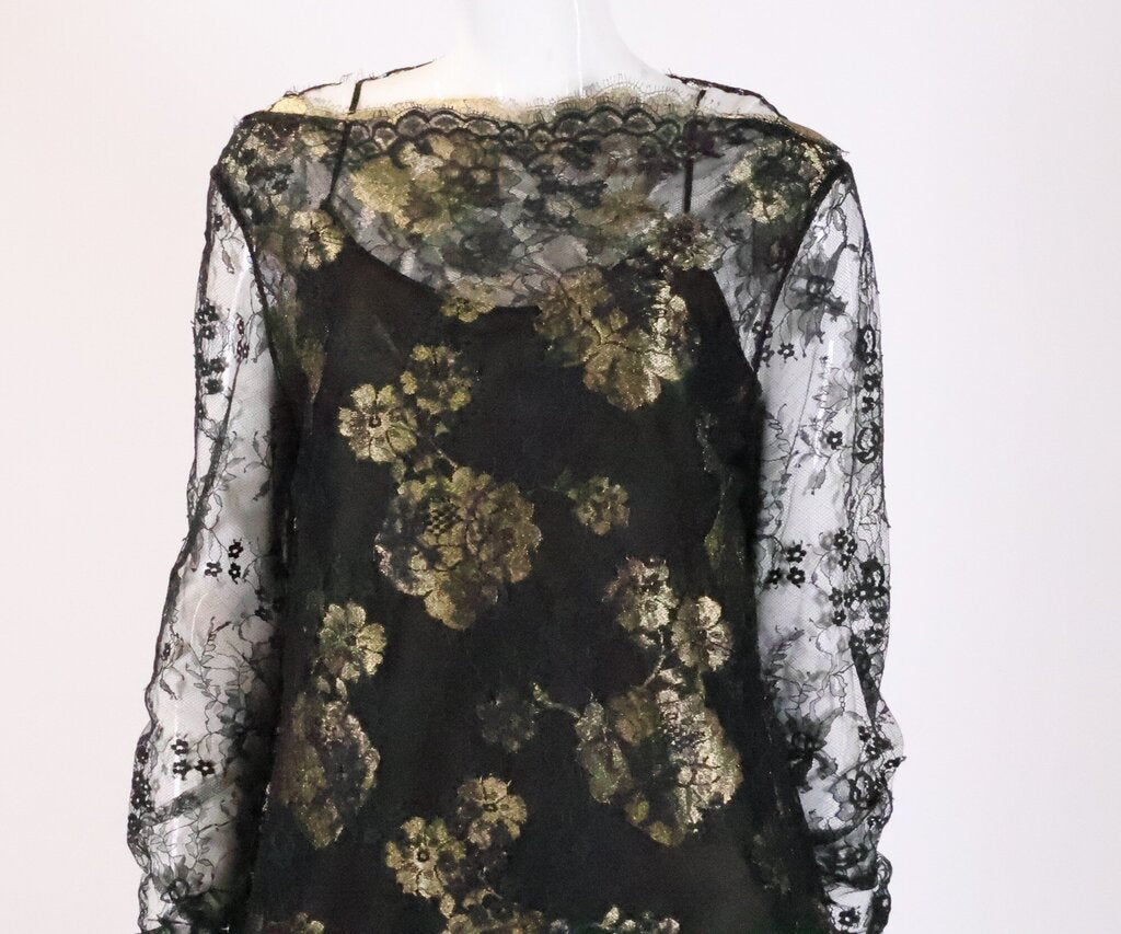 Black and Gold Lace Blouse (L)