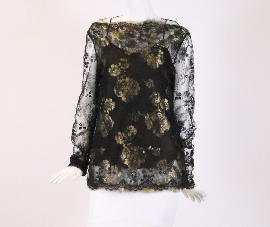 Black and Gold Lace Blouse (L)