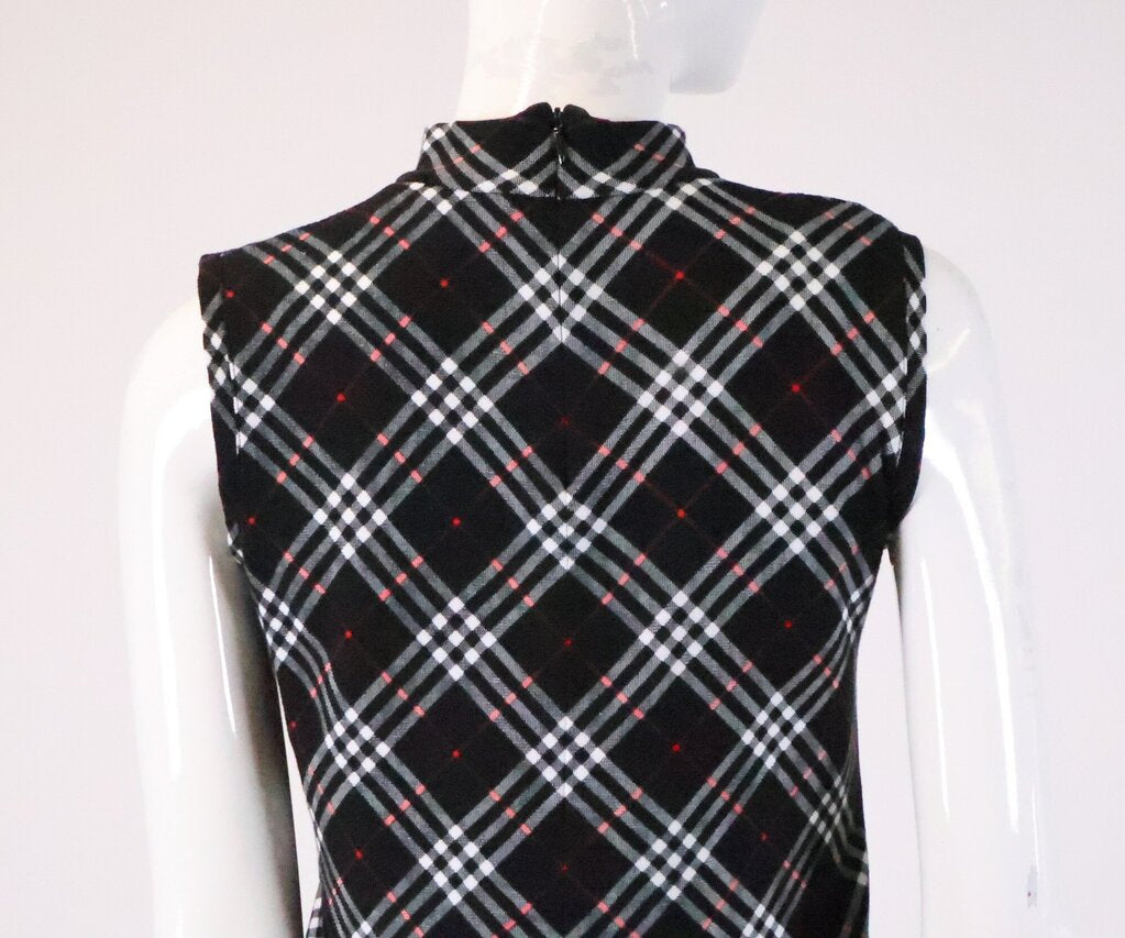 Black Plaid Mock Neck Sleeveless Top (S)
