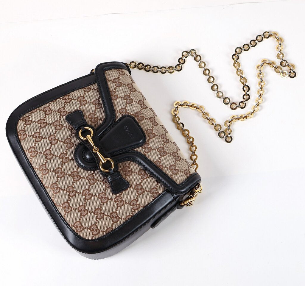 Monogram Canvas with Black Leather Lady Web Bag