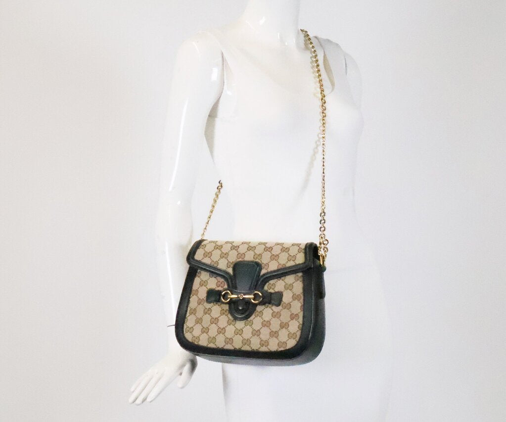 Monogram Canvas with Black Leather Lady Web Bag