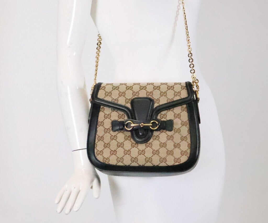 Monogram Canvas with Black Leather Lady Web Bag