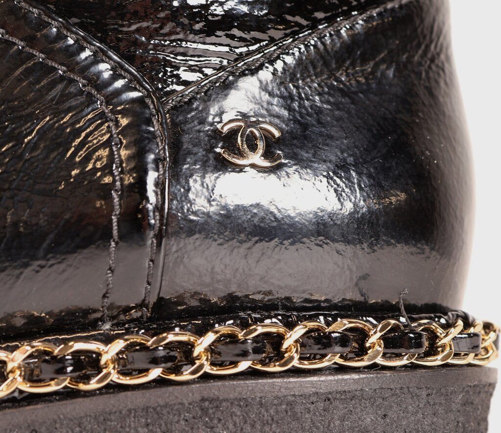 Black Patent Shearling Booties (5)