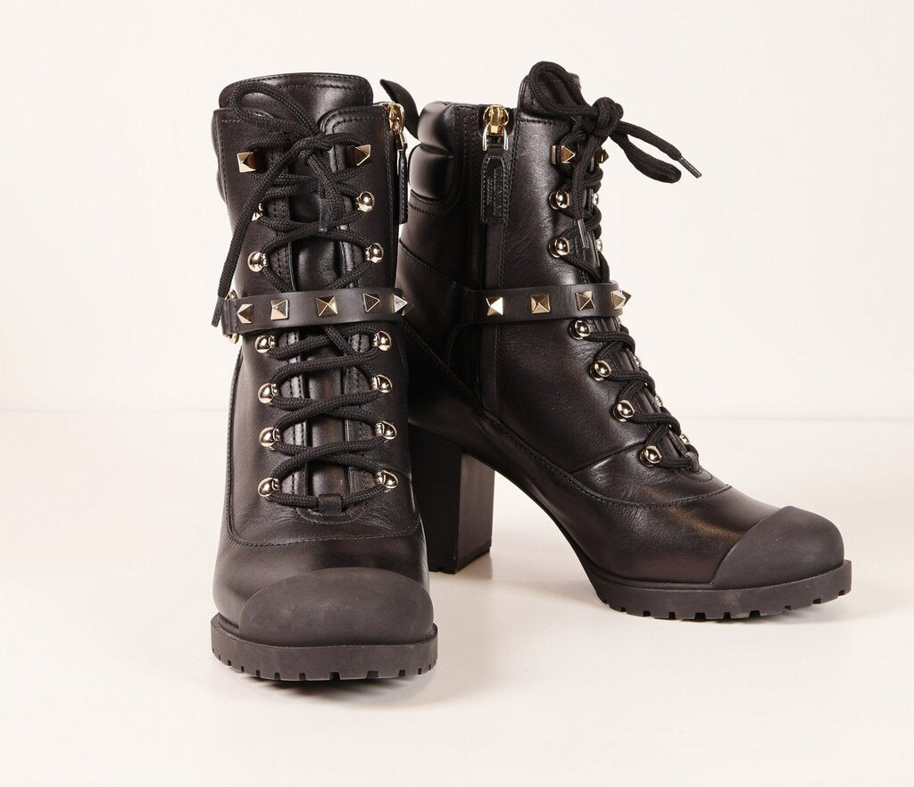 Black Heeled Combat Boots (5.5)
